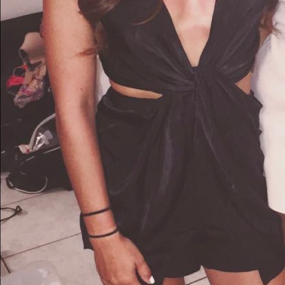 SABO SKIRT Small Silky Black Twist Front Romper - Picture 3 of 4